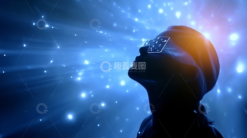 高清大图下载【趣麦麦图】仰望星空的人戴着未来眼镜