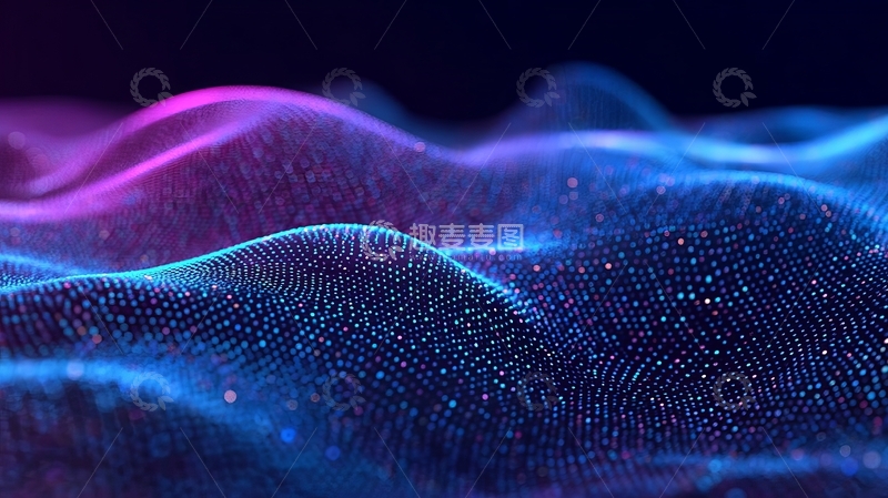 高清大图下载【趣麦麦图】流动的彩色粒子波浪