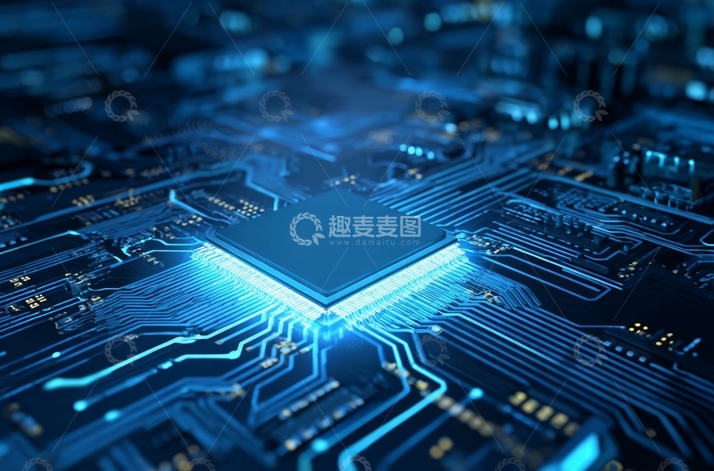 高清大图下载【趣麦麦图】发光的电路板芯片特写