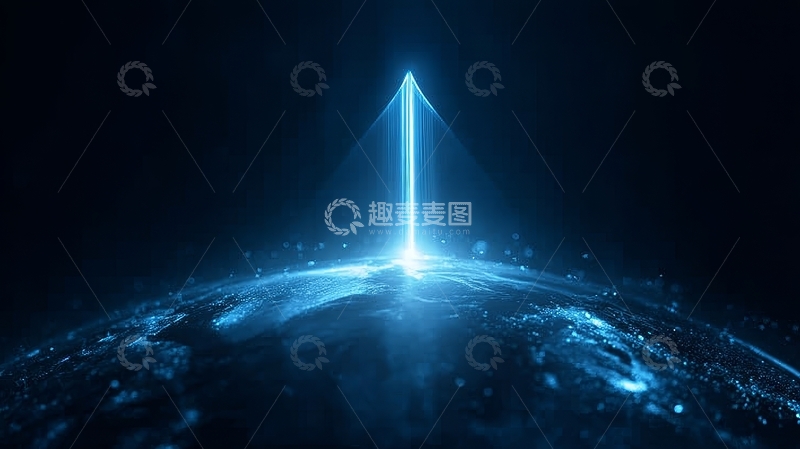 高清大图下载【趣麦麦图】地球上方升起的蓝色光束