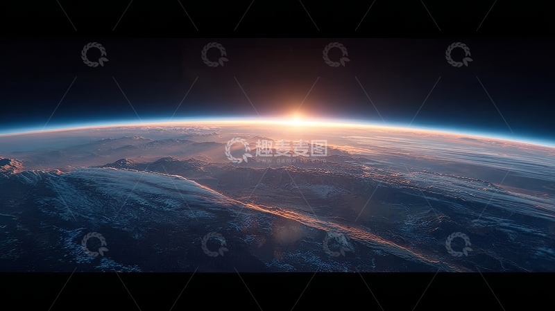 高清大图下载【趣麦麦图】地球曲率上的日出景象