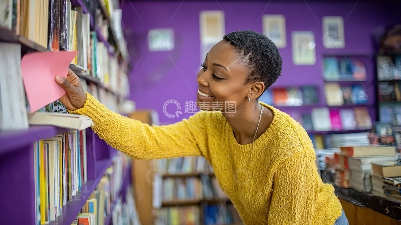 女子在书店挑选书籍