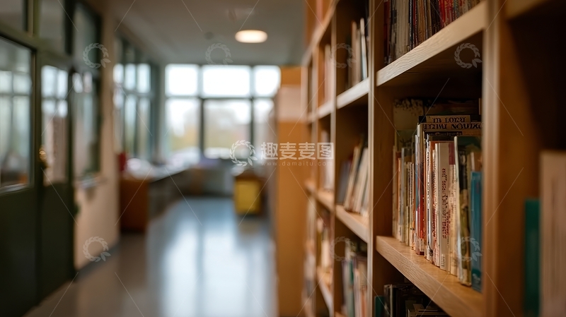 高清大图下载【趣麦麦图】图书馆内书架与走廊