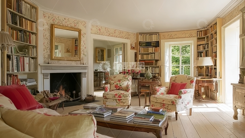 高清大图下载【趣麦麦图】典雅书房客厅内部陈设