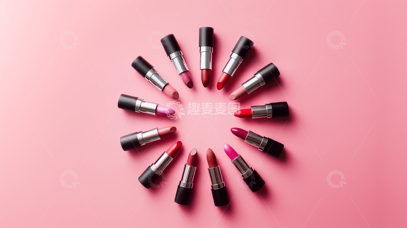 高清大图下载【趣麦麦图】多色口红排列成圆形图案