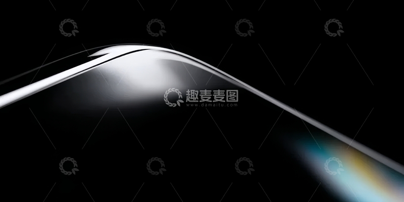 光滑曲线在黑暗背景中反射光线