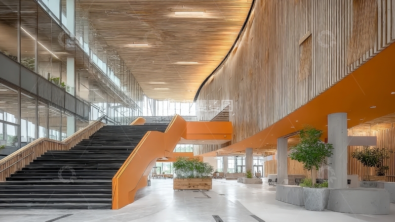 高清大图下载【趣麦麦图】现代建筑内部大厅楼梯