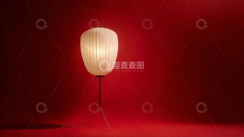 高清大图下载【趣麦麦图】红色背景下的落地灯