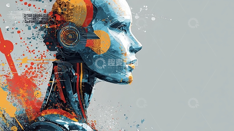 高清大图下载【趣麦麦图】机械人头像侧脸艺术画