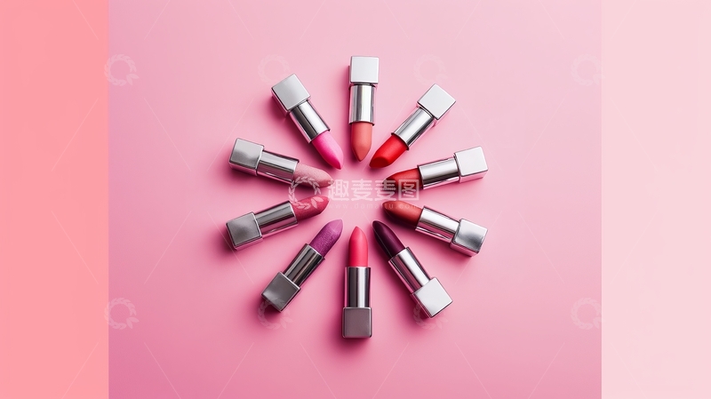 高清大图下载【趣麦麦图】多色口红排列成圆形图案