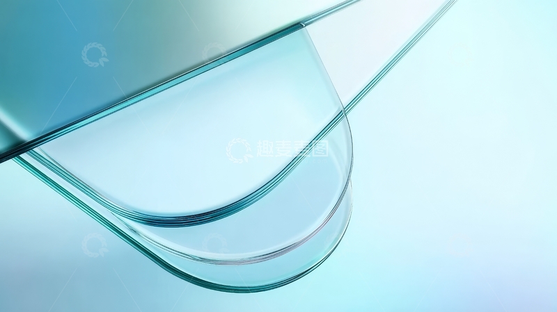 高清大图下载【趣麦麦图】蓝色透明曲面玻璃结构