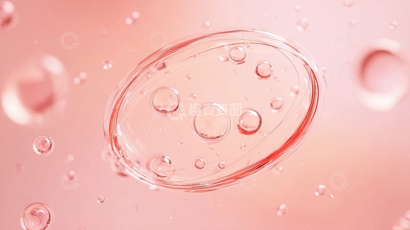高清大图下载【趣麦麦图】粉色背景下的透明液滴微观特写