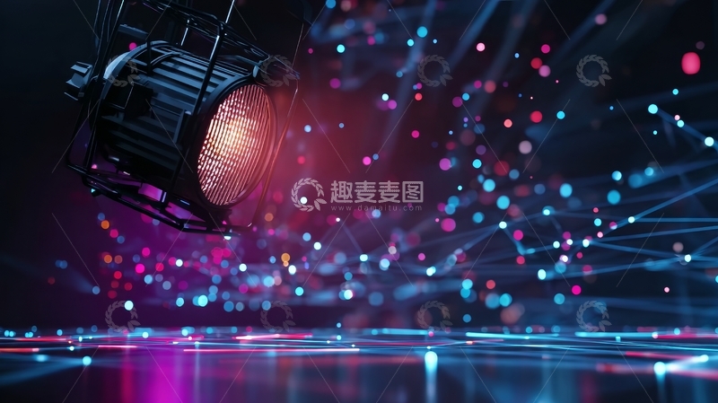 高清大图下载【趣麦麦图】-舞台灯光投射彩色光点