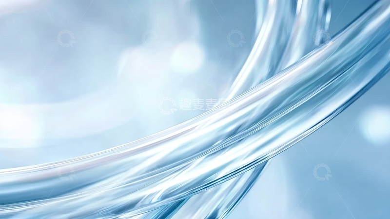 高清大图下载【趣麦麦图】流动的蓝色液体形成优雅曲线的抽象视觉效果