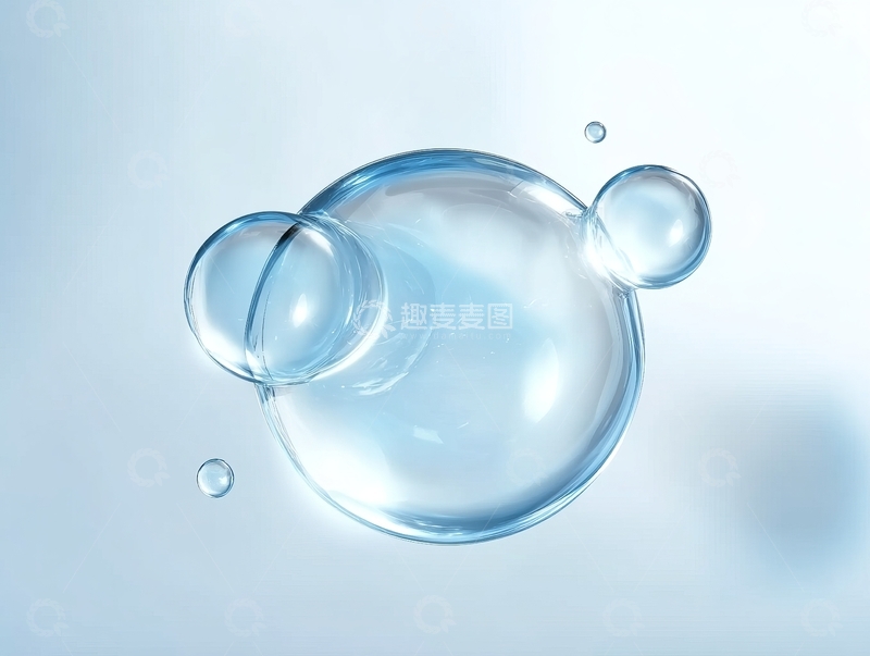高清大图下载【趣麦麦图】透明气泡在柔和光线下漂浮的特写镜头
