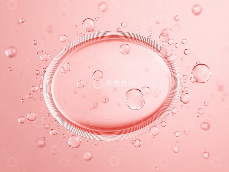 高清大图下载【趣麦麦图】粉色背景上的透明气泡和液体表面