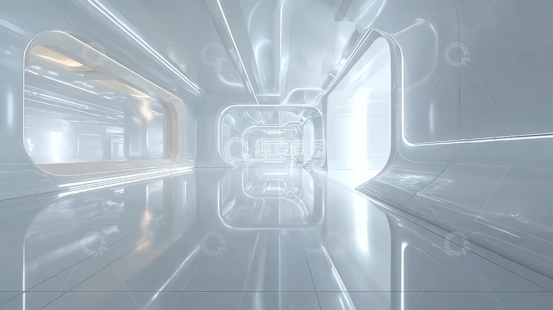 高清大图下载【趣麦麦图】未来感白色隧道内部空间