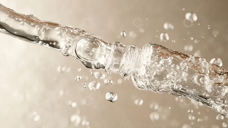 高清大图下载【趣麦麦图】水柱断裂瞬间气泡飞溅的动态特写