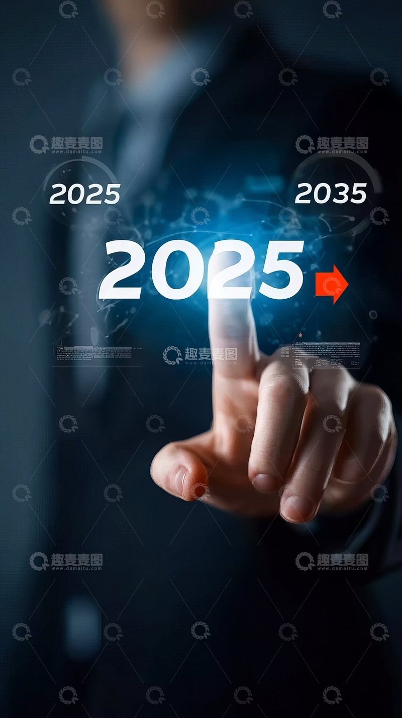 高清大图下载【趣麦麦图】商务人士触碰未来科技界面显示2025年