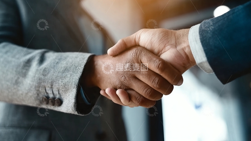 高清大图下载【趣麦麦图】商务人士握手象征合作与信任