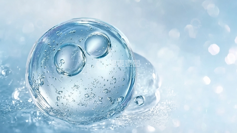 高清大图下载【趣麦麦图】透明水珠凝结在光滑表面上形成气泡和光泽