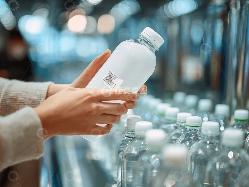 高清大图下载【趣麦麦图】超市货架前手持一瓶水的人