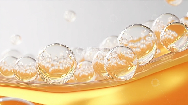 高清大图下载【趣麦麦图】透明液滴在橙色表面上的微观特写