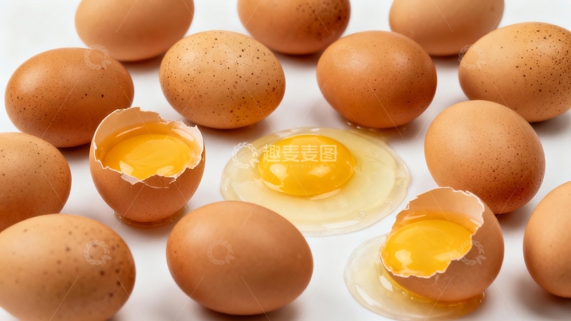 高清大图下载【趣麦麦图】新鲜鸡蛋排列展示蛋黄完整状态