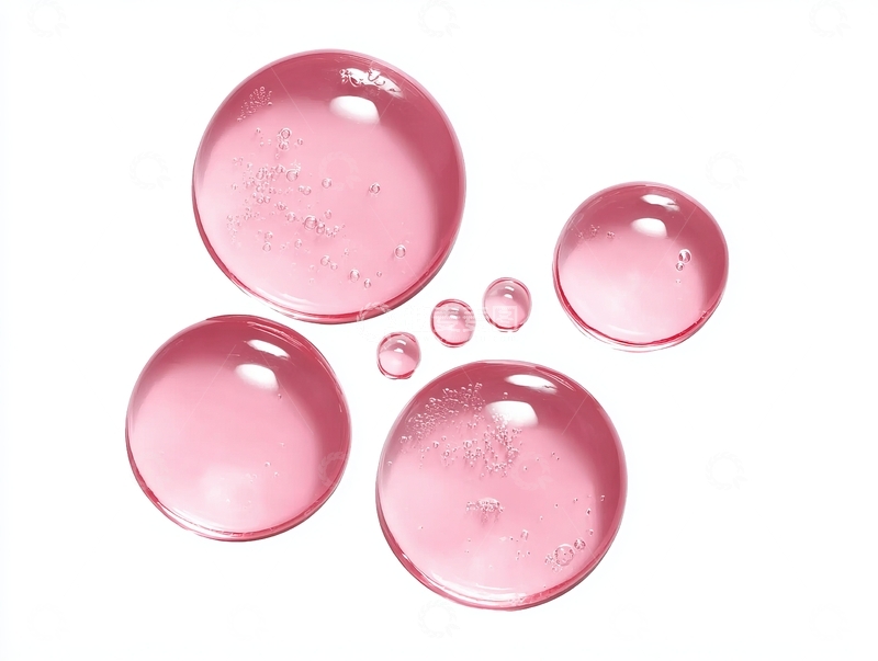 高清大图下载【趣麦麦图】粉色透明液滴在白色背景上排列