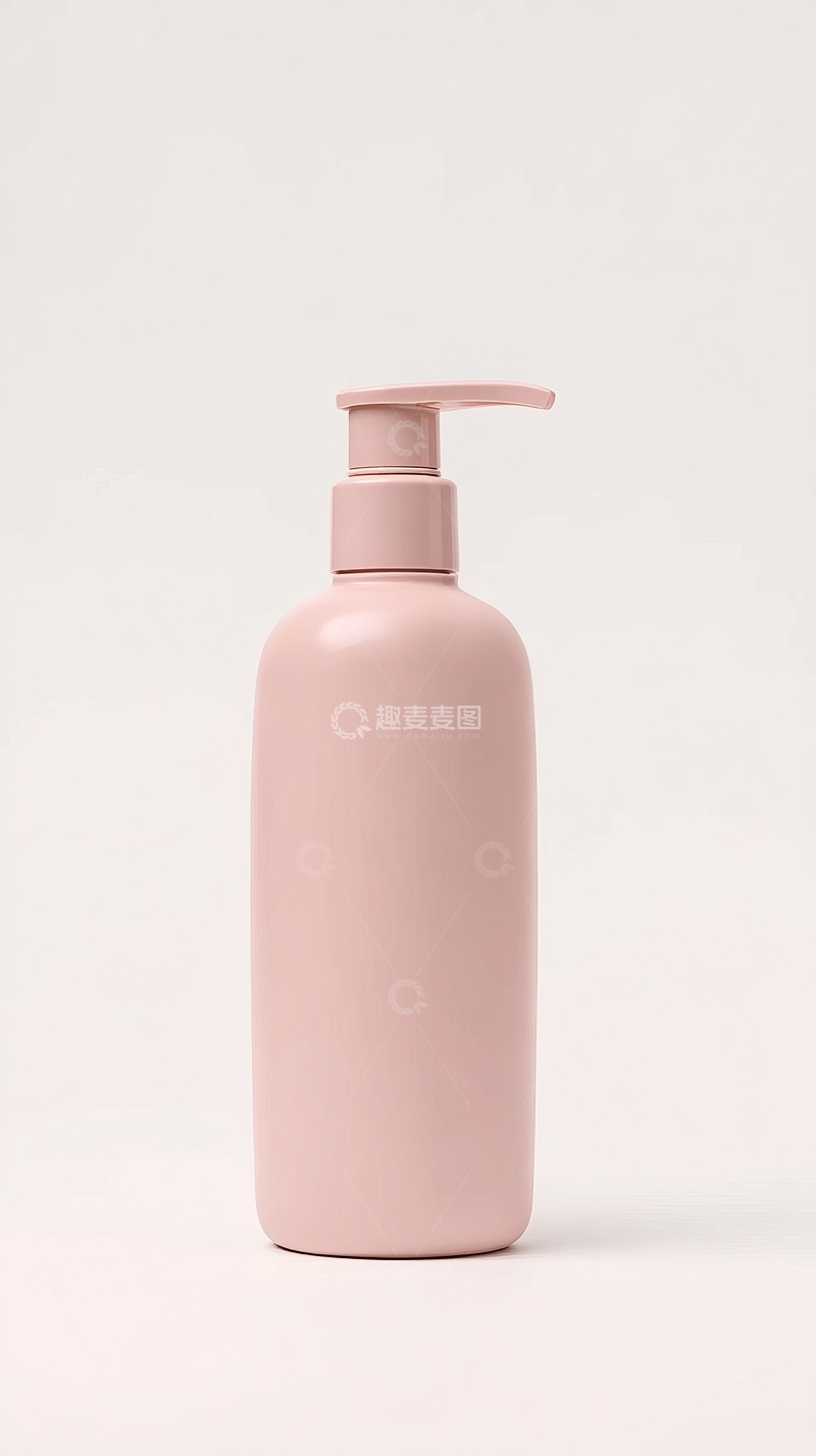 高清大图下载【趣麦麦图】一个粉色按压式瓶子置于简洁白色背景之上