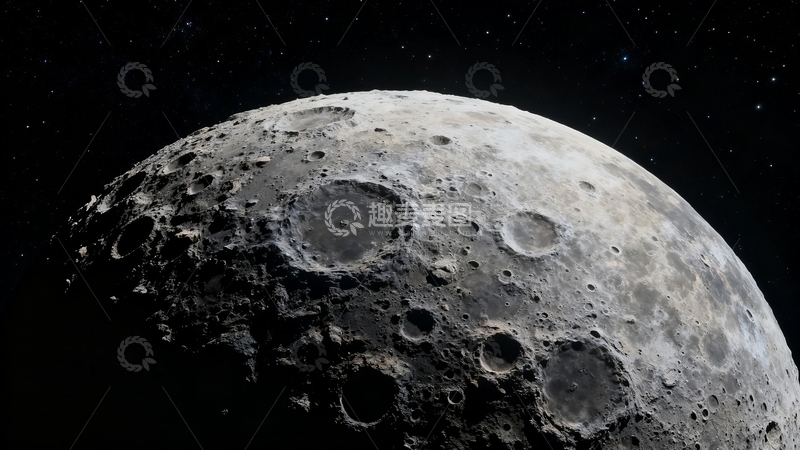 月球表面坑洞密布的特写镜头