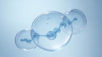 透明球体连接形成分子结构图案
