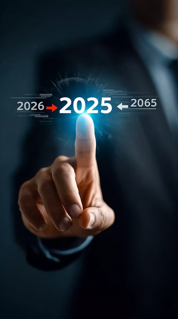 商务人士指尖触碰未来时间线2025