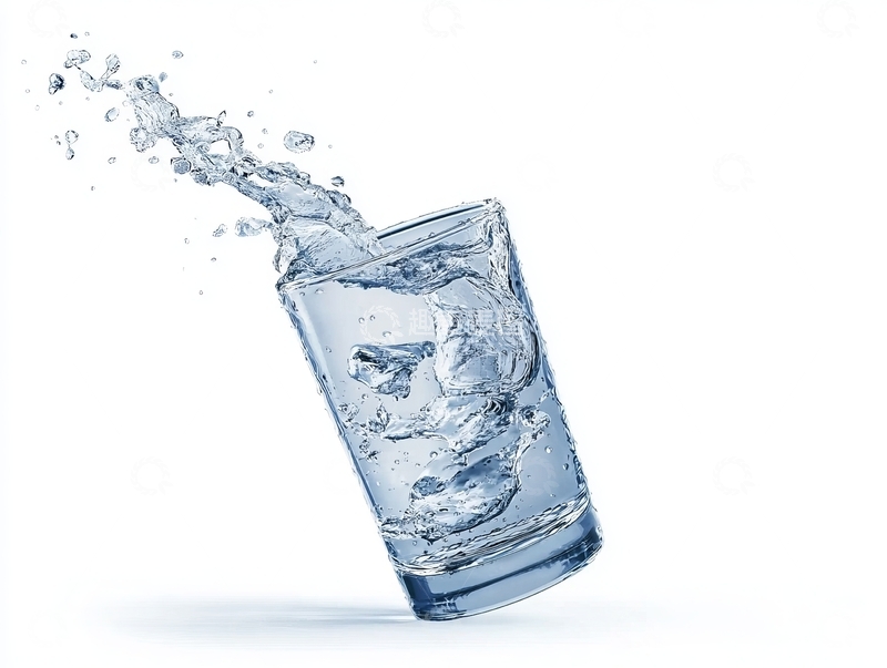 高清大图下载【趣麦麦图】倾斜玻璃杯中水花四溅的瞬间