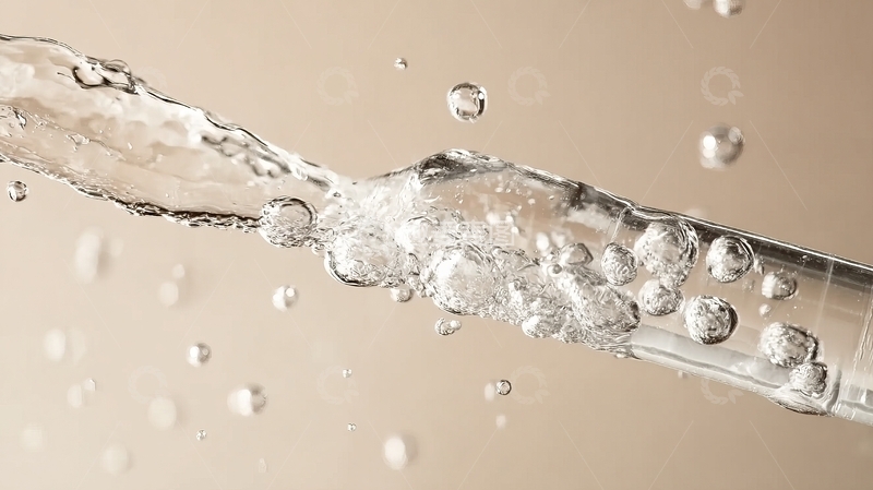 高清大图下载【趣麦麦图】透明液体中气泡上升的特写镜头