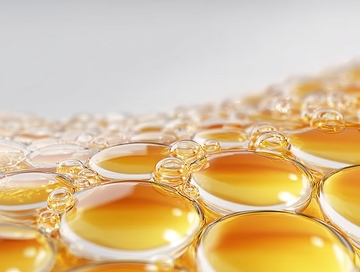 金黄色液体气泡特写展现光泽与流动感