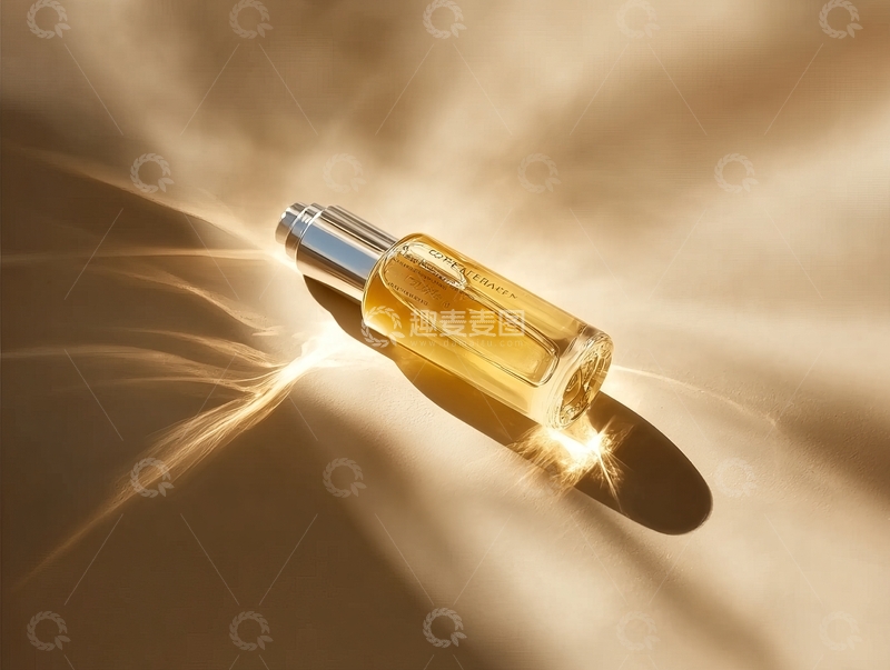 高清大图下载【趣麦麦图】金色光线照射下的香水瓶特写