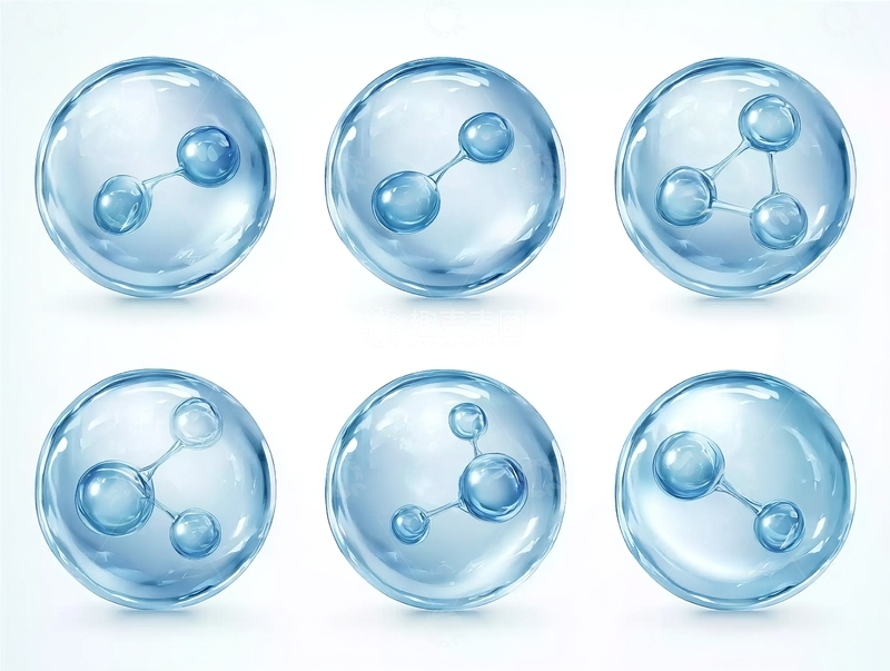 高清大图下载【趣麦麦图】六种蓝色分子结构模型展示