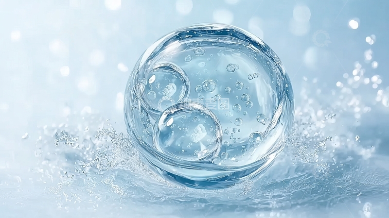 高清大图下载【趣麦麦图】透明水滴凝结于晶莹玻璃球表面