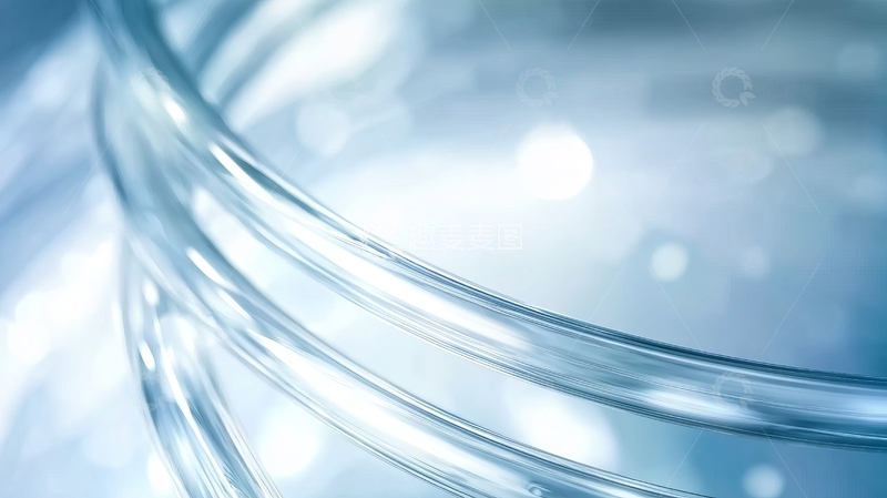 高清大图下载【趣麦麦图】蓝色玻璃容器的特写镜头展现光滑曲线与光影效果