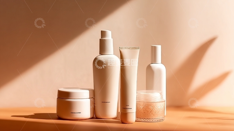 高清大图下载【趣麦麦图】柔和光影下的护肤品静物摆拍