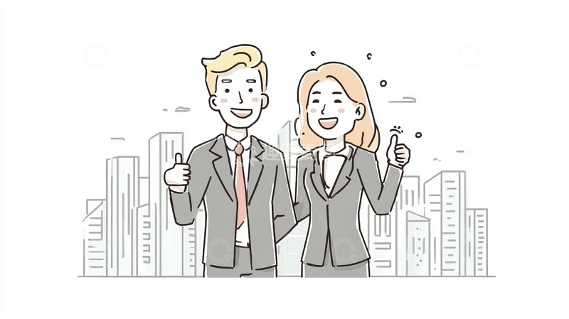 高清大图下载【趣麦麦图】商务人士在城市背景下竖起大拇指