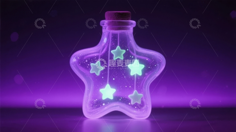 高清大图下载【趣麦麦图】星形玻璃容器内发光星星装饰品