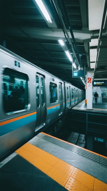 地铁站台列车停靠乘客等待