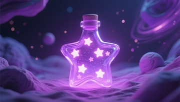 星形瓶内星光闪烁置于神秘宇宙背景中