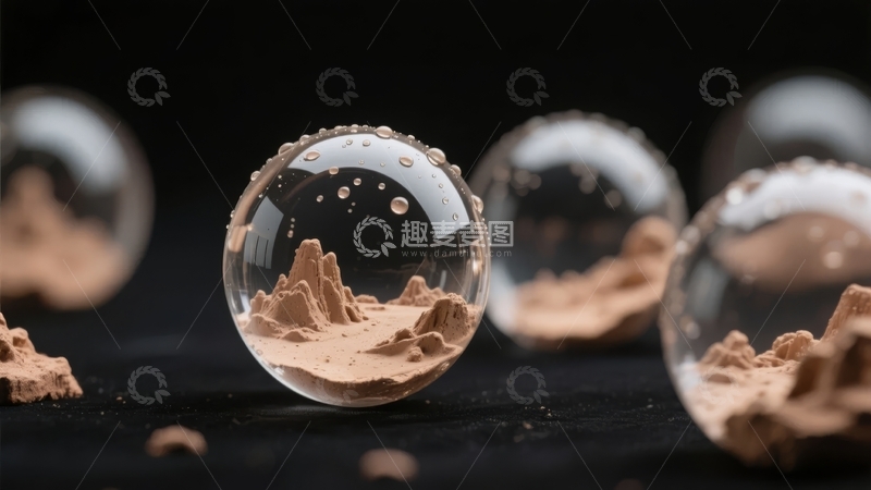 高清大图下载【趣麦麦图】透明球体内微型地貌景观艺术装置