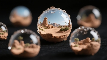 微型沙漠景观球体艺术展示