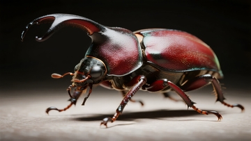 色彩斑斓的独角仙甲虫特写镜头