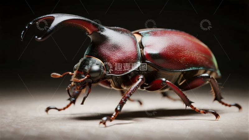 高清大图下载【趣麦麦图】-色彩斑斓的独角仙甲虫特写镜头