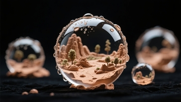 微型沙漠景观玻璃球艺术装置